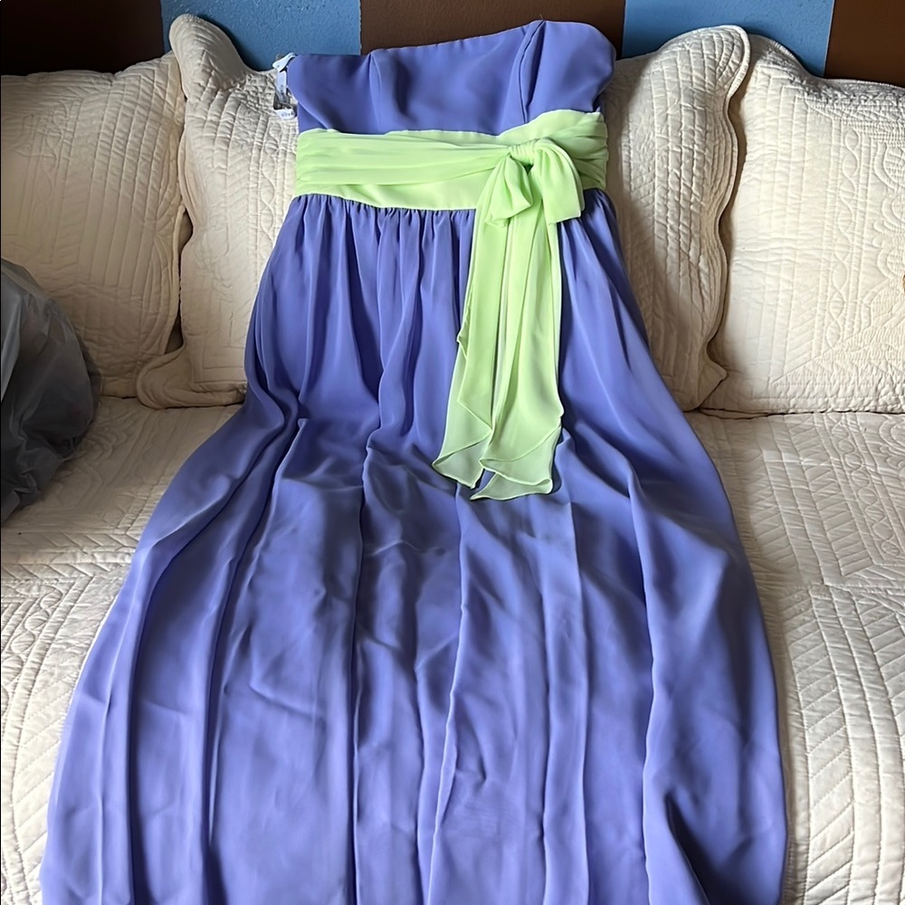 Alfred Angelo Elegant Purple Dress with Green Sash